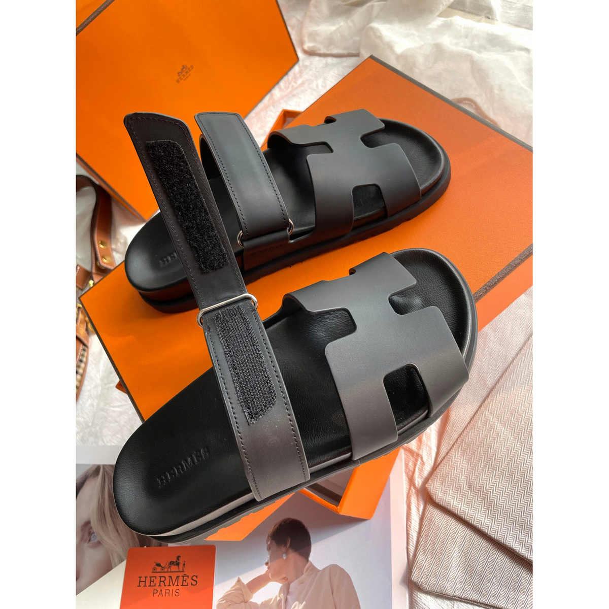 Sandália Hermès Chypre Preta