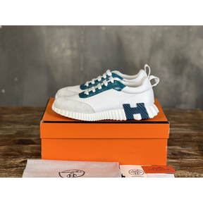 Tênis Hermès Bouncing Couro Branco/Azul