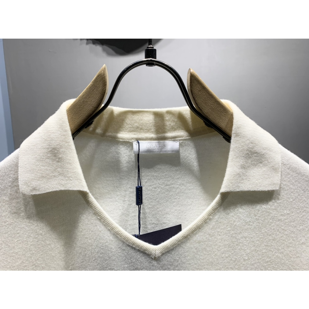 Camisa Prada Polo Branca com Logotipo bordado