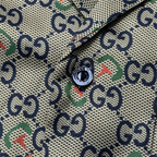 Camisa de Sarja de Seda com Estampa GG Horsebit Camelo e ébano