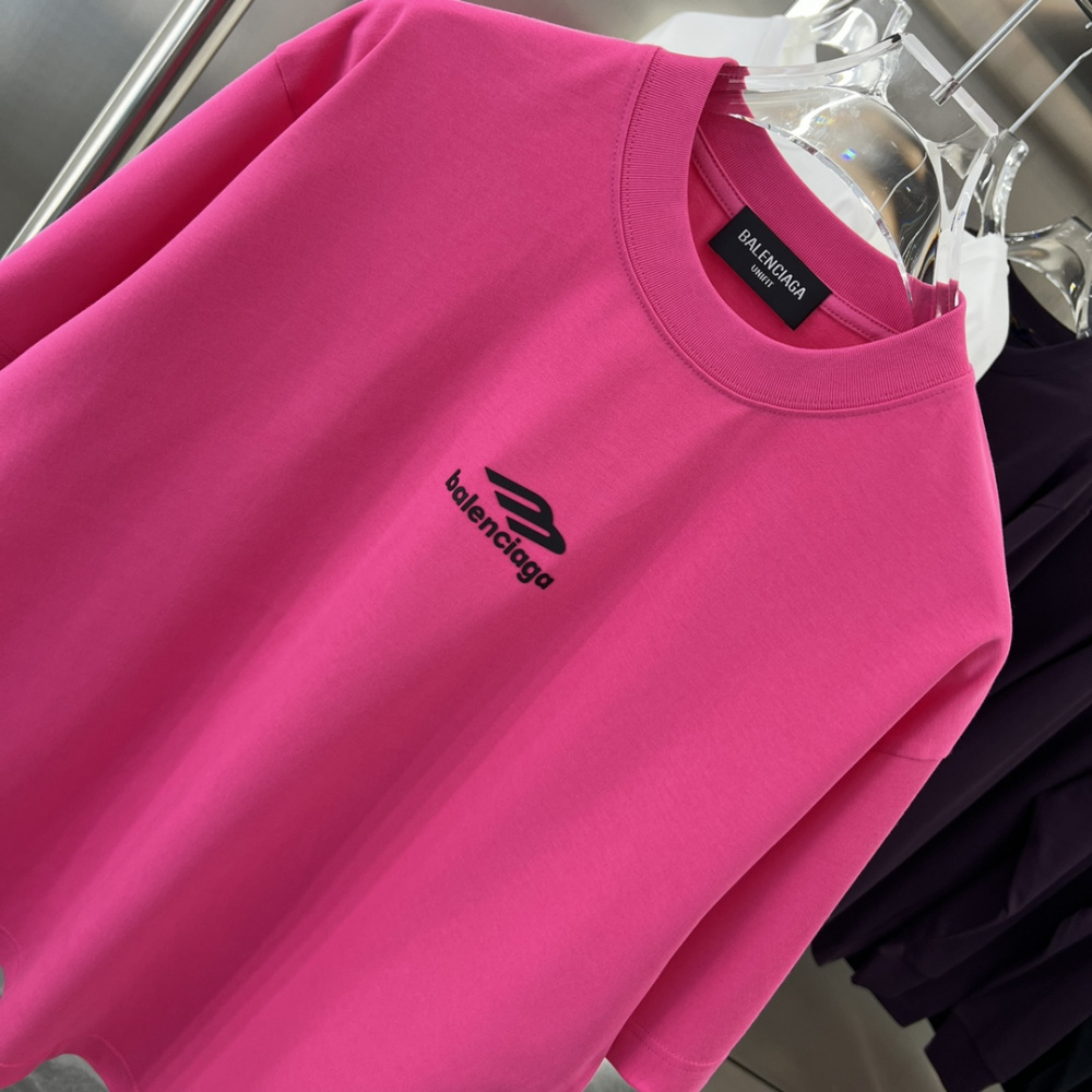 Camiseta de Algodão Balenciaga com Logo estampado Pink