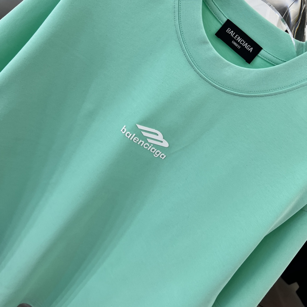 Camiseta de Algodão Balenciaga com Logo estampado Verde Água