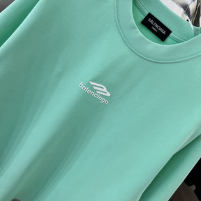 Camiseta de Algodão Balenciaga com Logo estampado Verde Água