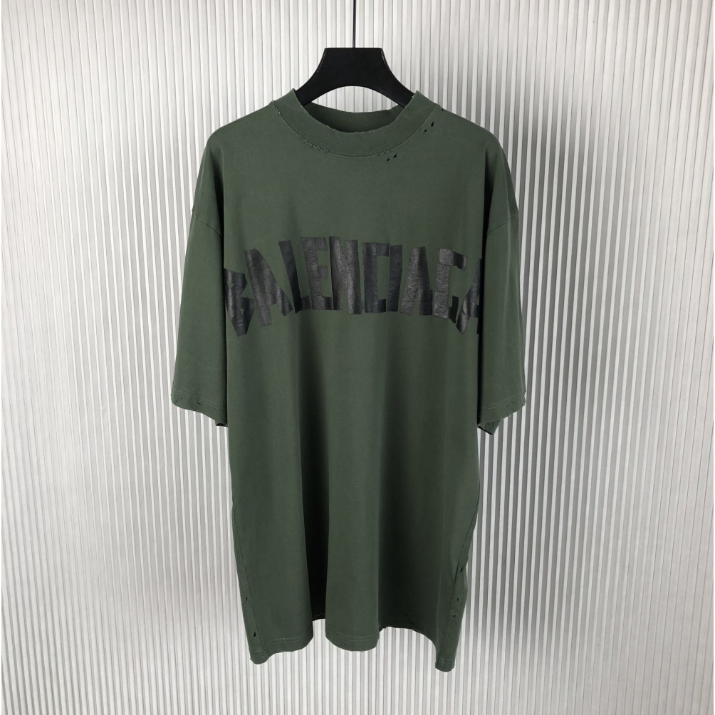 Camiseta de Algodão Balenciaga Oversize "Tape" Verde