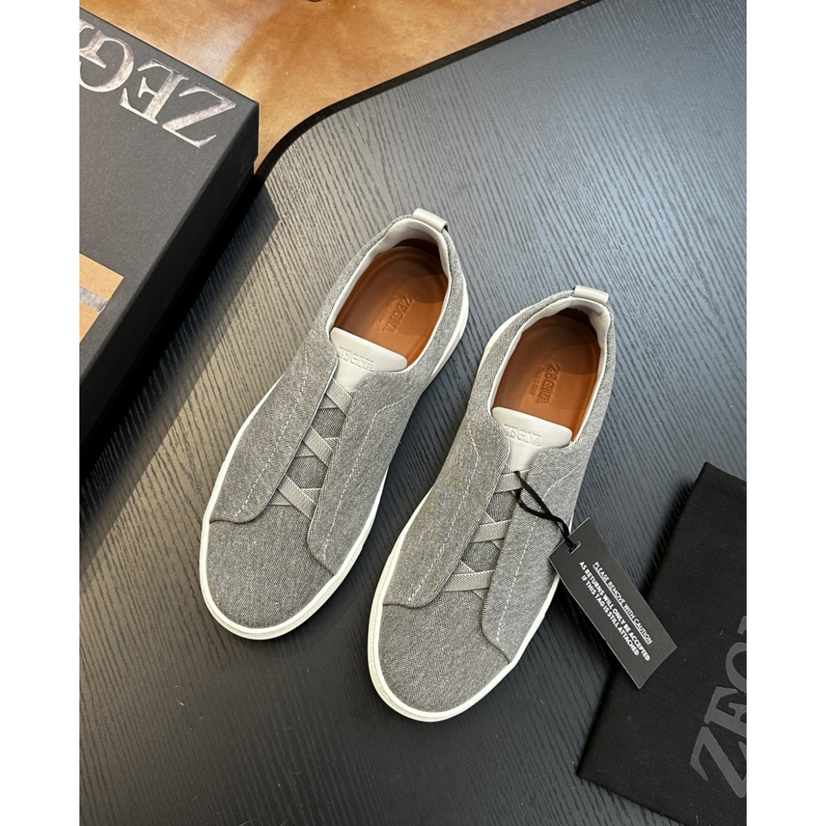 Zegna Triple Stitch em Tecido Cinza