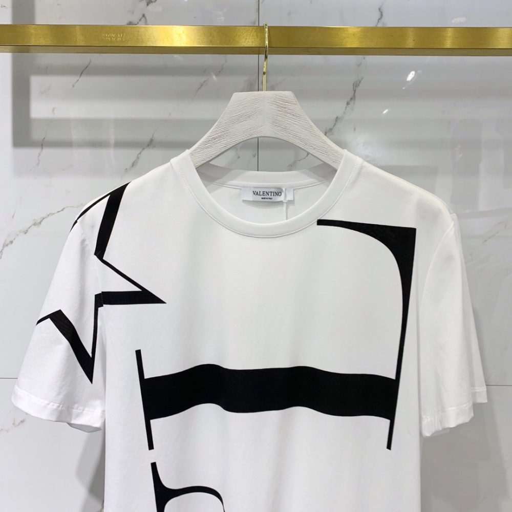 Camisa Valentino em algodão VLTN Logo Vertical com estrela Branca