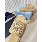 Sandália Prada FlatForm em crochê Bege