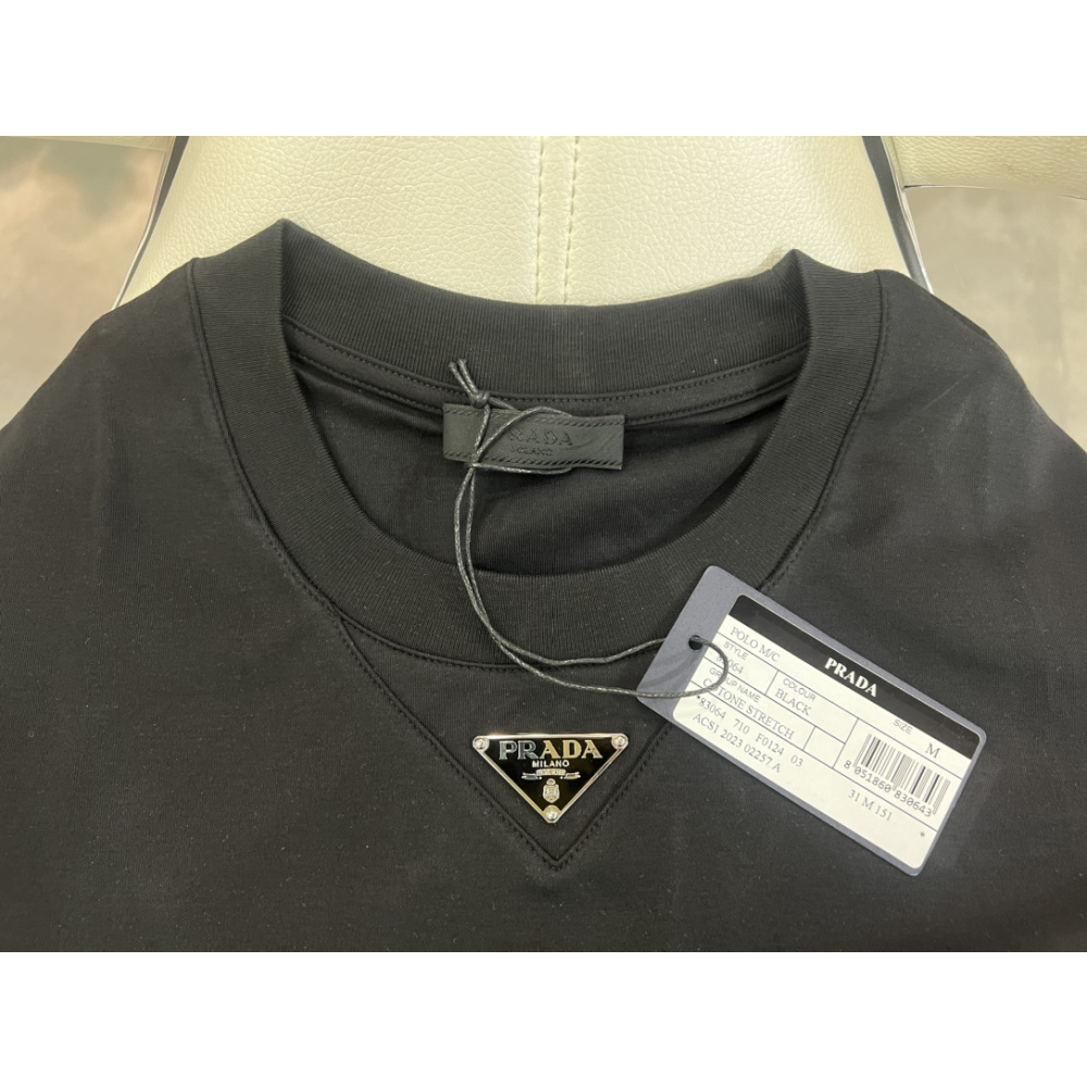 Camisa Prada em algodão com Logo Triangular Preto