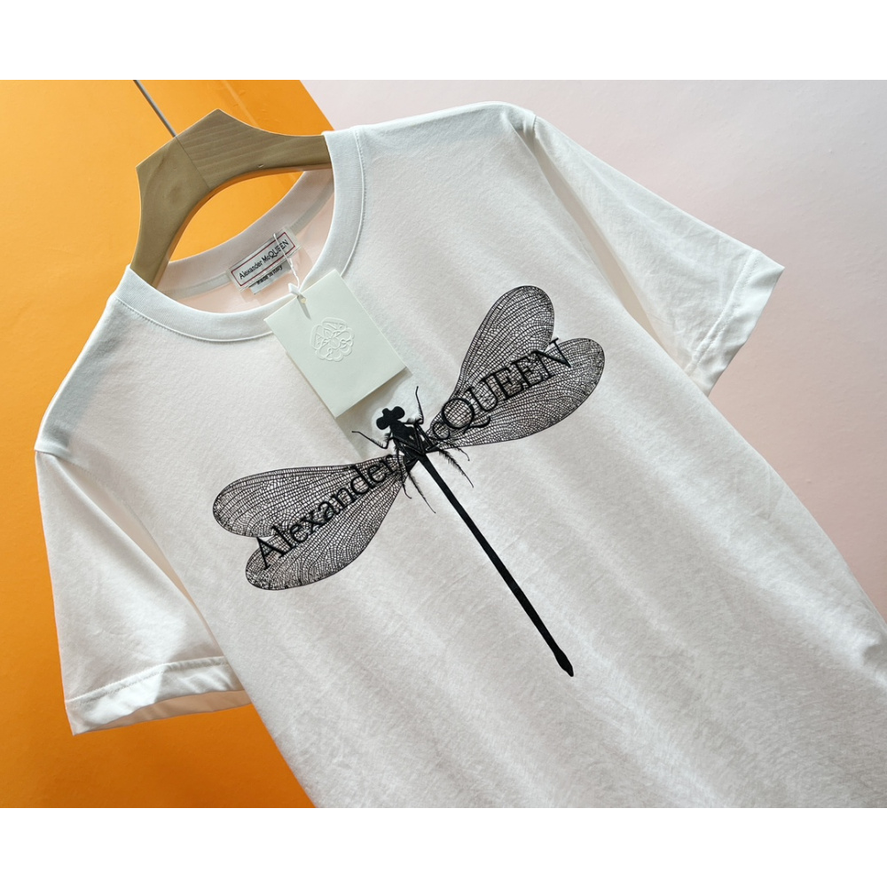 Camiseta Alexander McQueen Com Estampa de Libélula Branca
