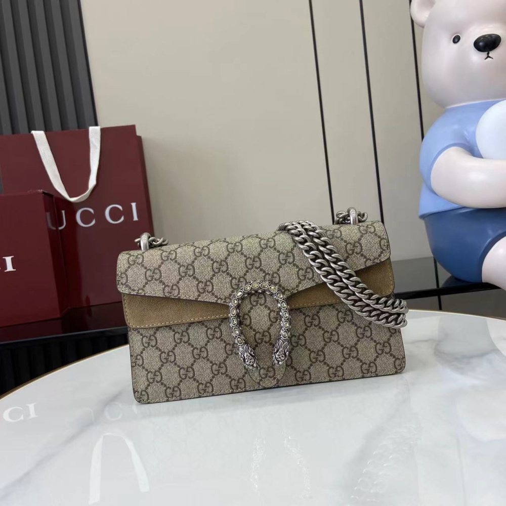 Bolsa Gucci Dionysus Estampa GG Marrom Super Mini/Média/Grande