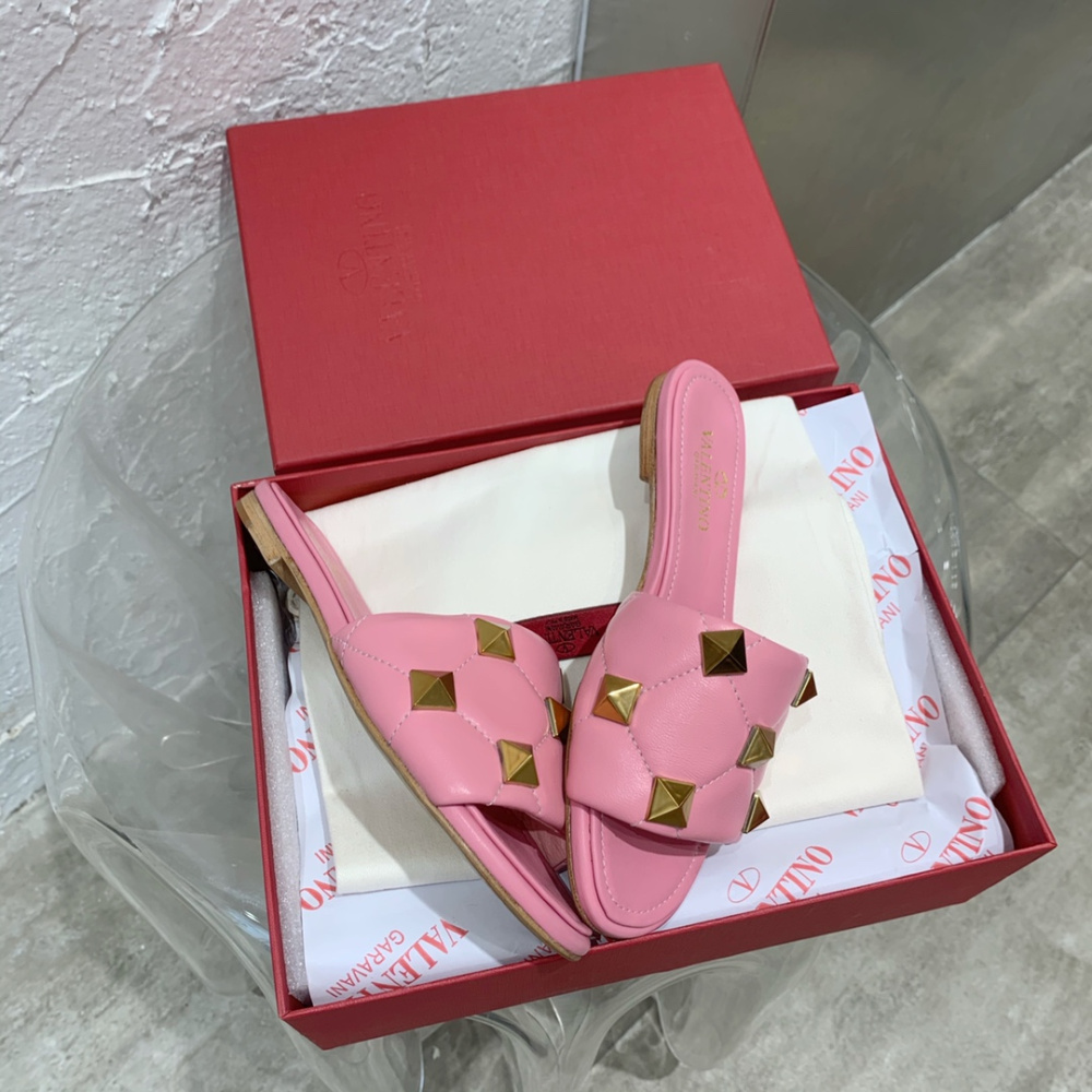 Sandália Valentino Garavani Roman Stud Mules Rosa