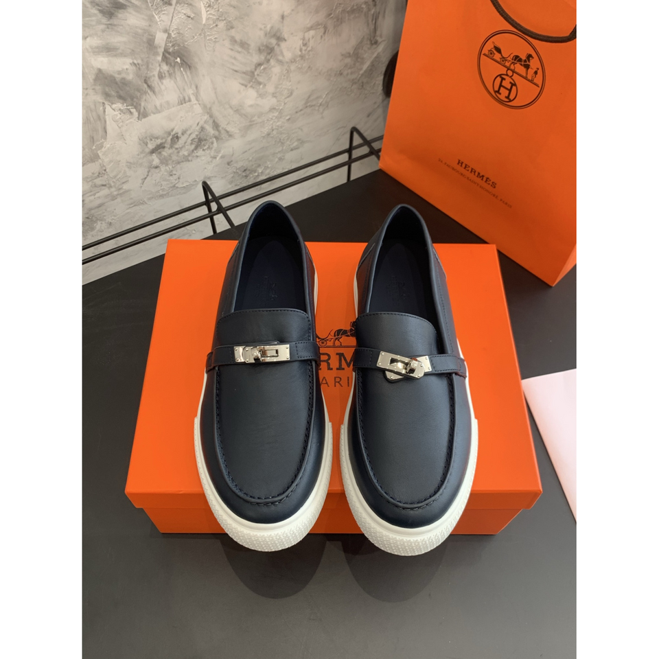 Tênis Hermès Slip-On Game em Couro Liso Preto