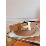 Cinto Hermès Constance e Correia Reversível em Couro 3.8cm Preto/Caramelo Ferragem Dourada