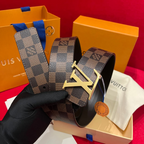 Cinto Louis Vuitton Initiales Reversível Marrom Ferragem Dourada 4.0cm