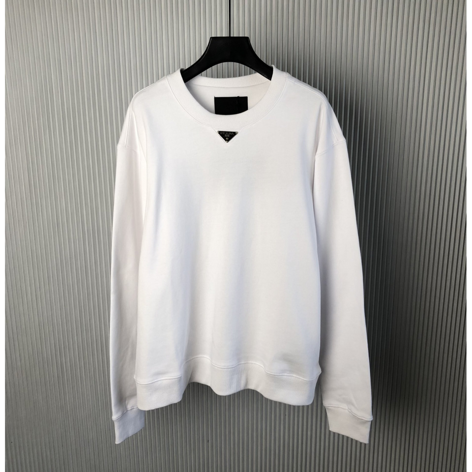 Moletom Prada com Logo Triangular Branca