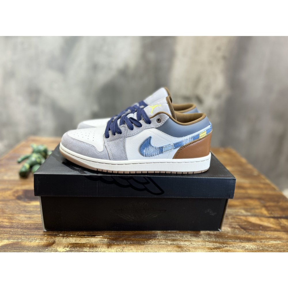 Nike Air Jordan 1 Low SE Phantom Repaired Denim Swoosh