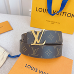 Cinto Louis Vuitton Initiales Monogram Marrom Reversível ferragem Dourada 4.0cm