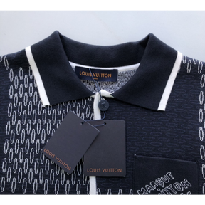 Camisa de Manga Curta em Jersey de Algodão com Jacquard Damier Louis Vuitton LV