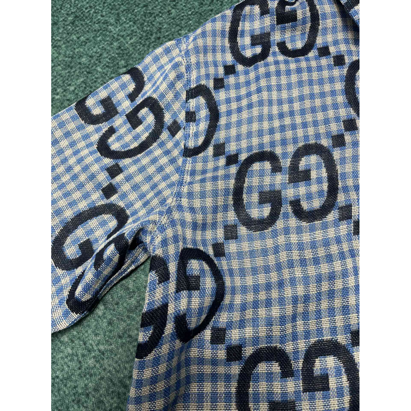 Camisa Gucci Social de algodão estampada GG Azul