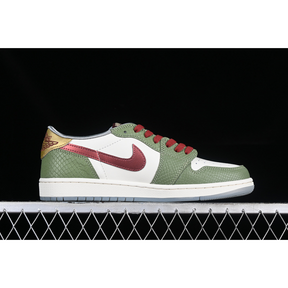 AIR JORDAN 1 LOW YEAR OF THE DRAGON CEDAR/OIL GREEN/LIGHT PUMICE/DARK TEAM RED