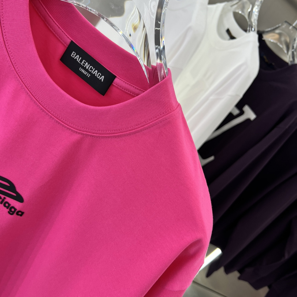 Camiseta de Algodão Balenciaga com Logo estampado Pink