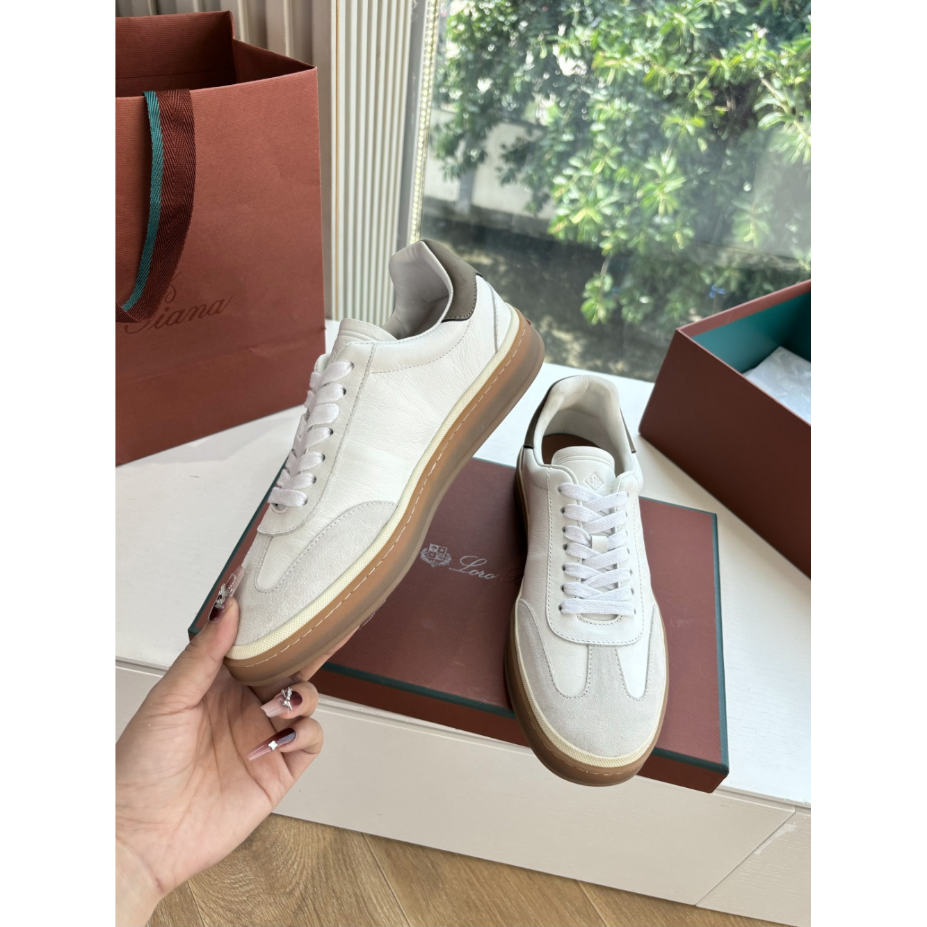Loro Piana Tênis Walk Branco Camurça