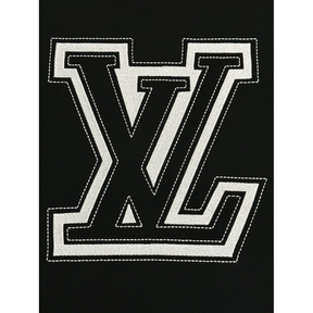Camiseta de Algodão Louis Vuitton Logo LV Bordado Preta