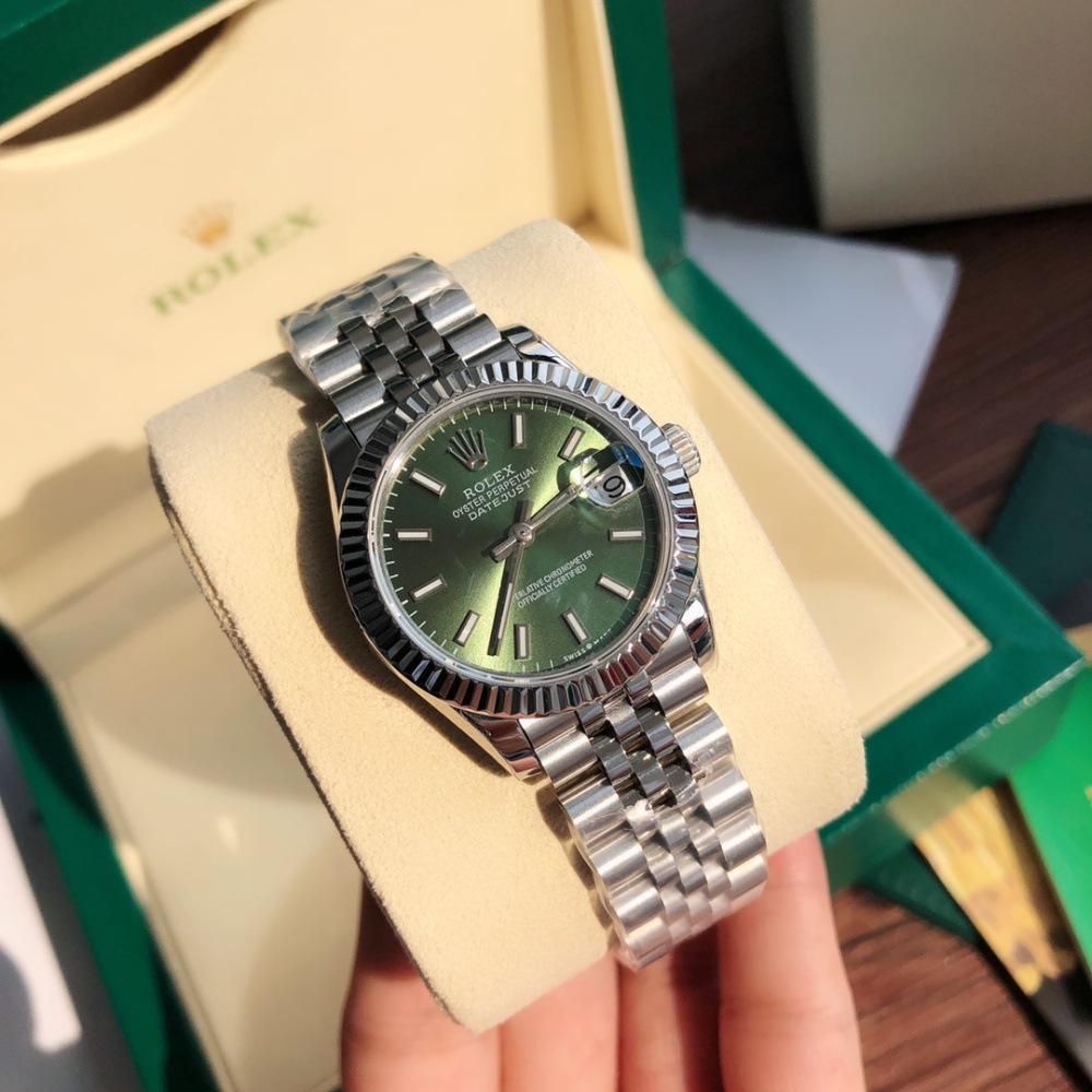 Rolex Datejust Prata/Verde Vivo