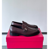 Sapato Mocassim Salvatore Ferragamo Social Vinho Couro com Fivela Gancini