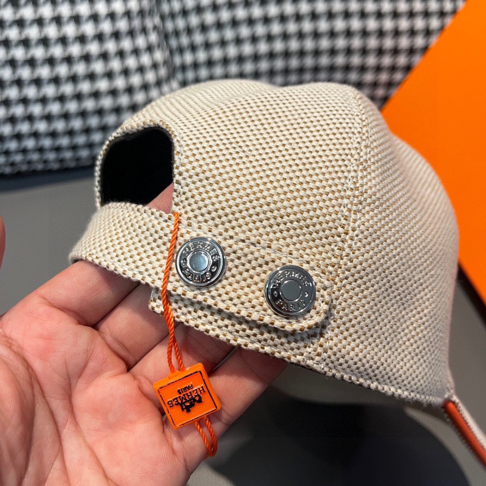 Boné Hermès Baseball Off/Laranja  Logo H