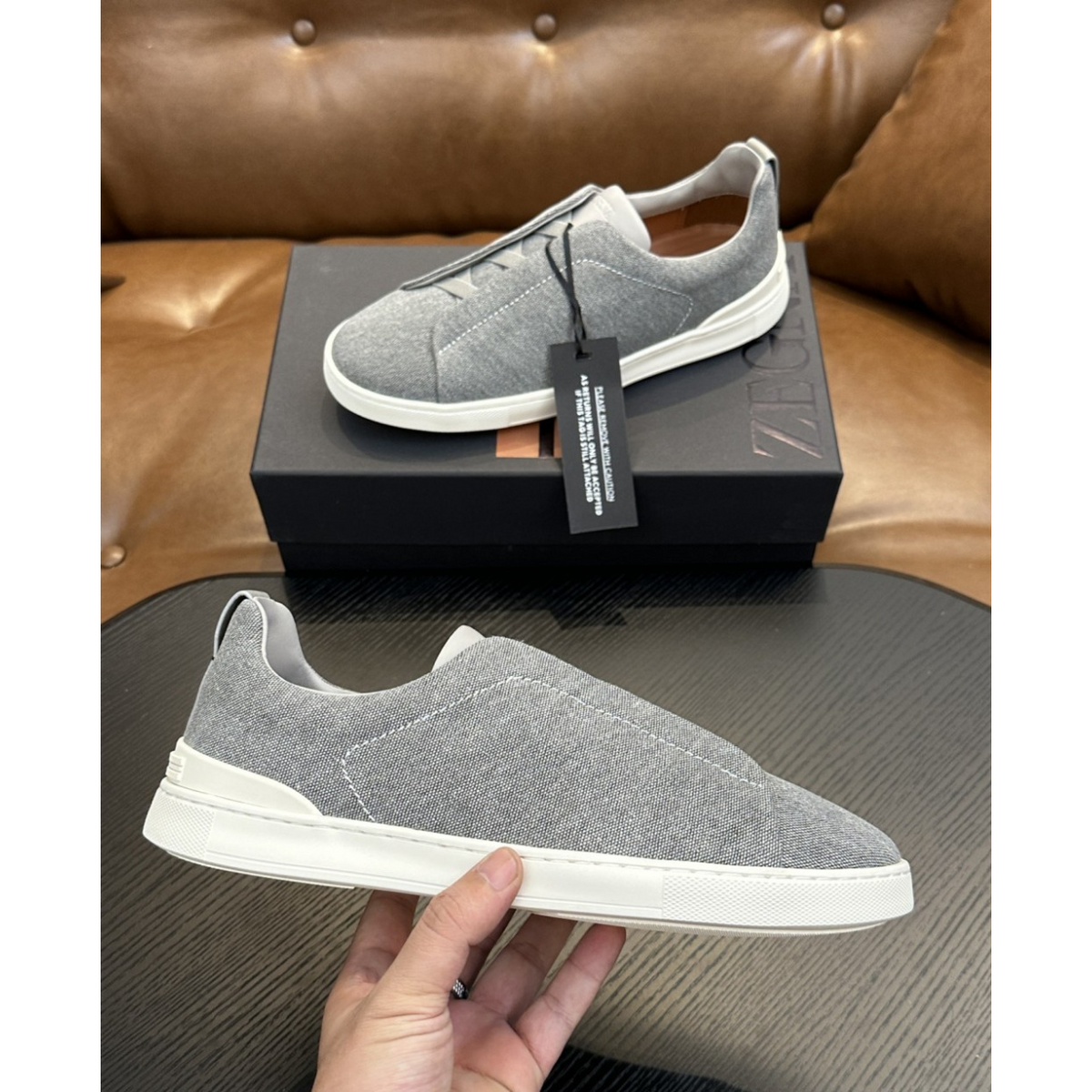 Zegna Triple Stitch em Tecido Cinza