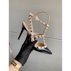 Sandália Salto Valentino Garavani Scarpin Rockstud 11cm Preto/Rosa blush