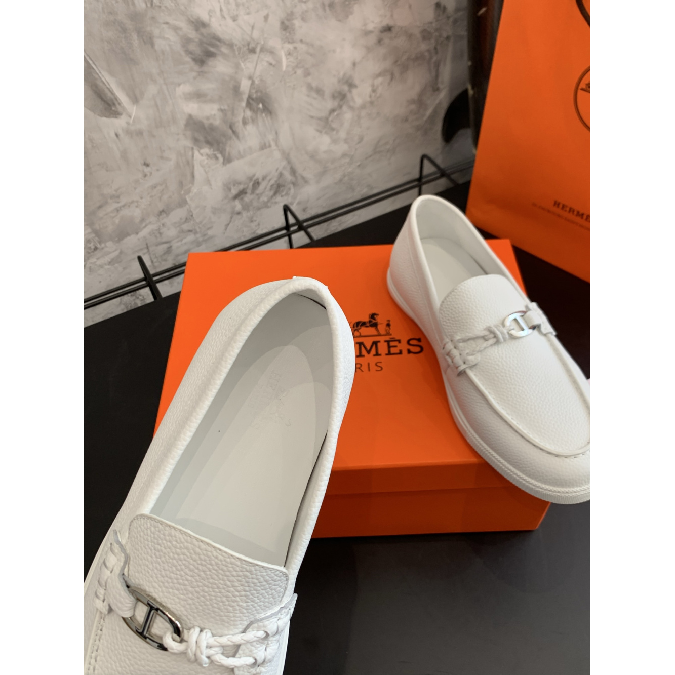 Tênis Hermès Mocassim Ignacio Branco