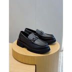 Salvatore Ferragamo Mocassim em Couro Fosco Preto