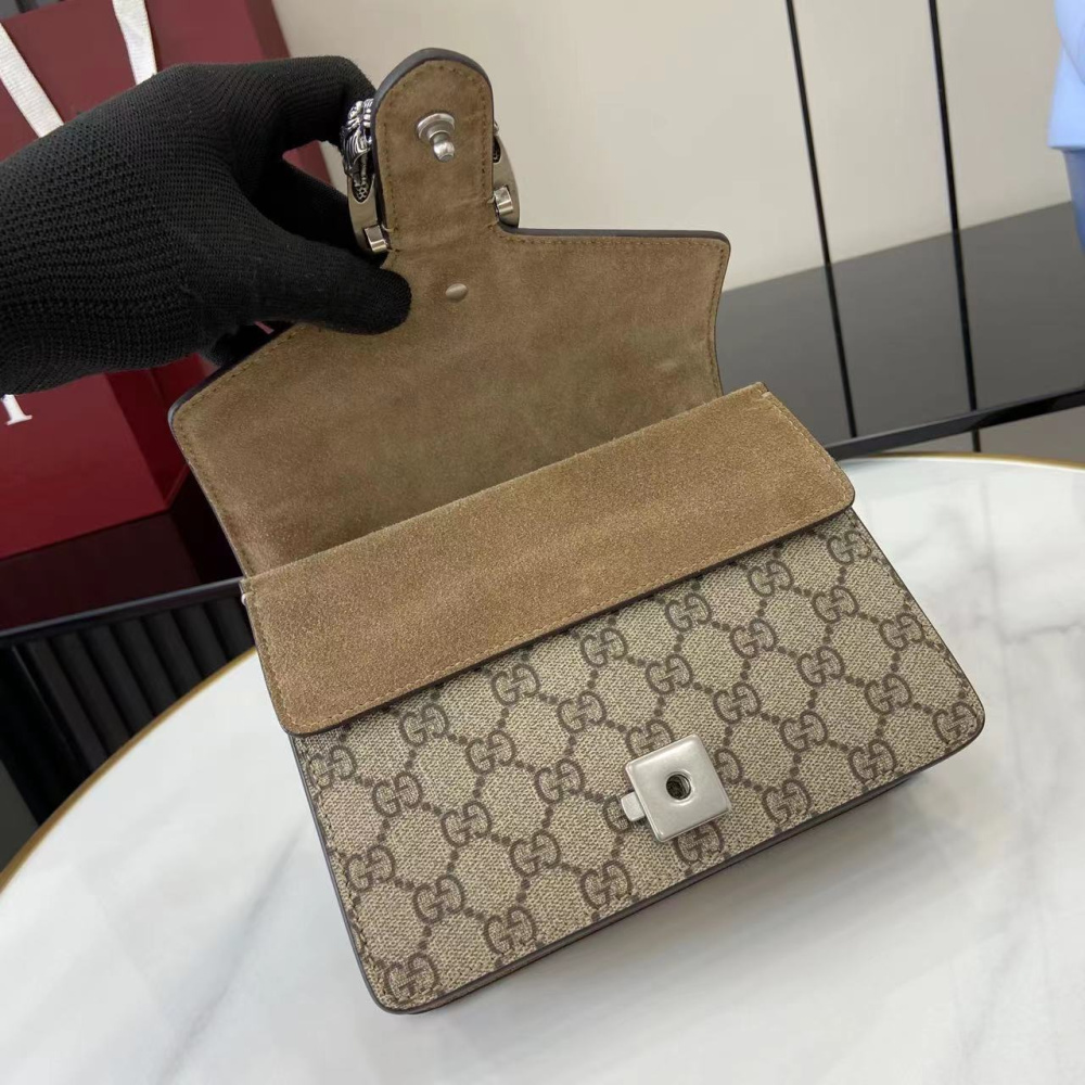 Bolsa Gucci Dionysus GG Estampa Marrom 20x16x5cm