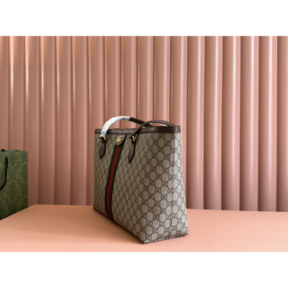 Bolsa Gucci Tote Ophidia GG Marrom 38x28x14cm