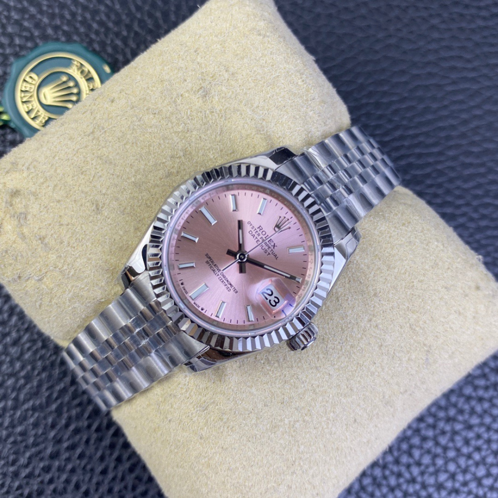 Rolex DateJust Prata/Rosa