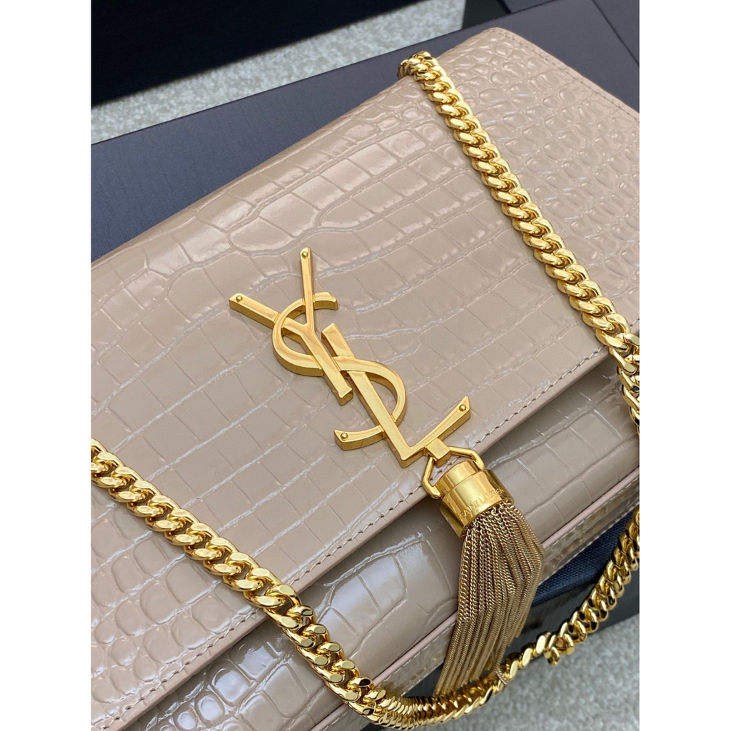 Bolsa Saint Laurent YSL Kate em Couro Croco 24x14.5x5.5cm (5 cores)