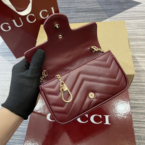 Bolsa Gucci GG Marmont Couro Rosso Ancora Super Mini/Média/Grande