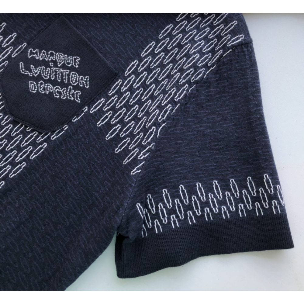 Camisa de Manga Curta em Jersey de Algodão com Jacquard Damier Louis Vuitton LV