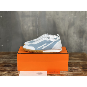 Tênis Hermès Jet em Lona técnica e camurça Azul/Branco