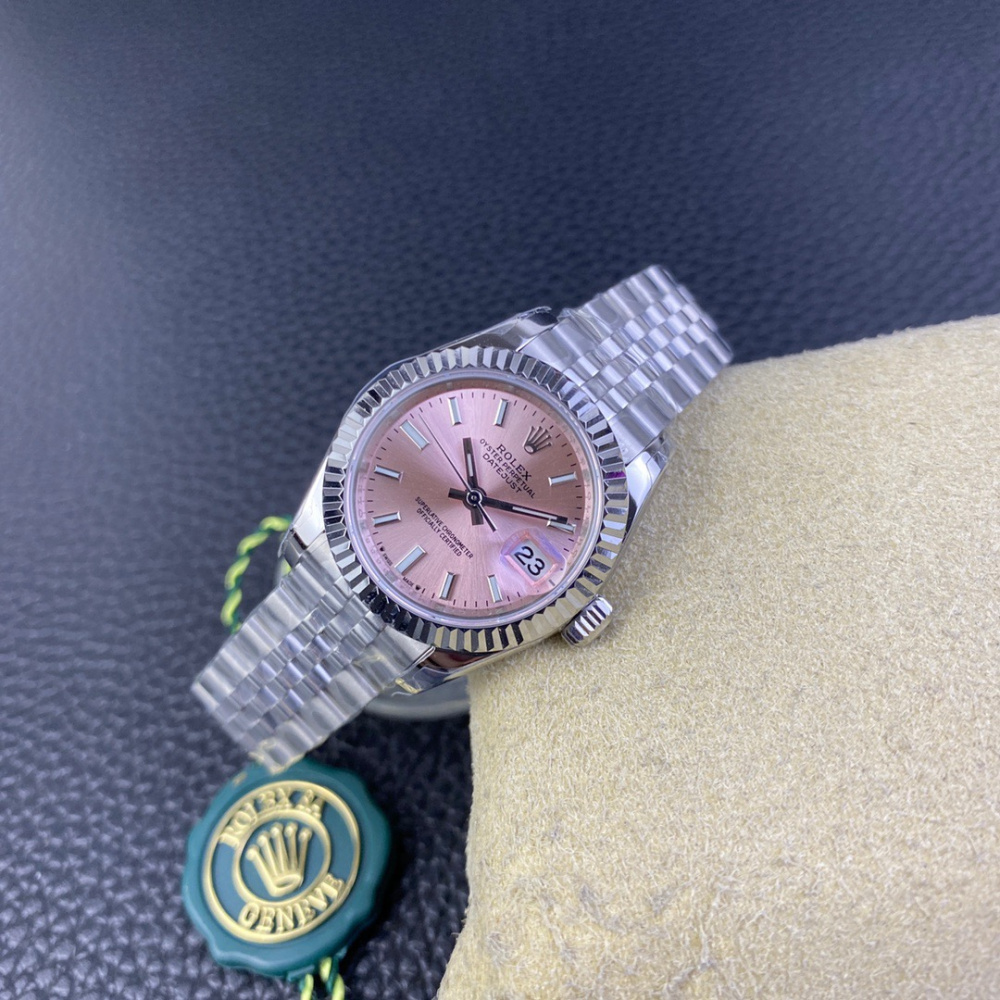 Rolex DateJust Prata/Rosa
