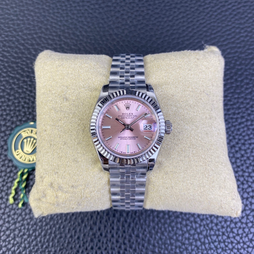 Rolex DateJust Prata/Rosa