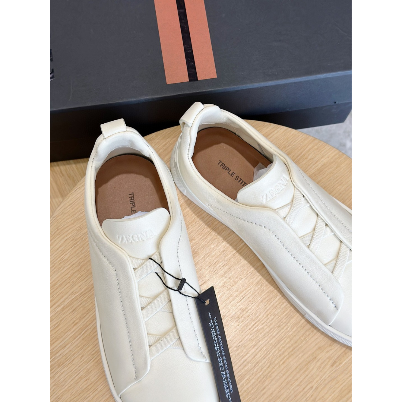 Zegna Triple Stitch Secondskin Couro Branco