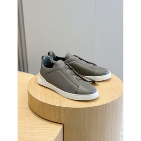 Zegna Triple Stitch Secondskin Couro Cinza Claro