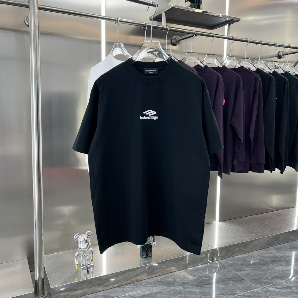 Camiseta de Algodão Balenciaga com Logo estampado Preto