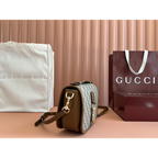 Bolsa Gucci GG Emblem Mini Shoulder Bege/Marrom NEW 2025 20x14x8cm