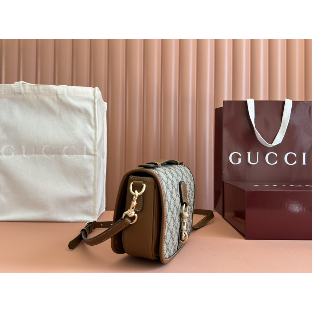 Bolsa Gucci GG Emblem Mini Shoulder Bege/Marrom NEW 2025 20x14x8cm