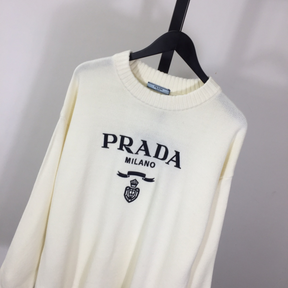 Moletom Prada com Logotipo Bordado Branca