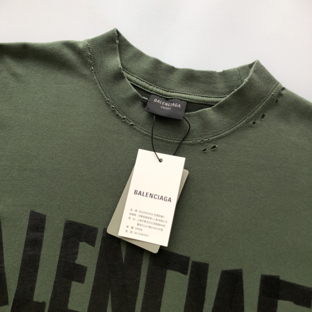 Camiseta de Algodão Balenciaga Oversize "Tape" Verde